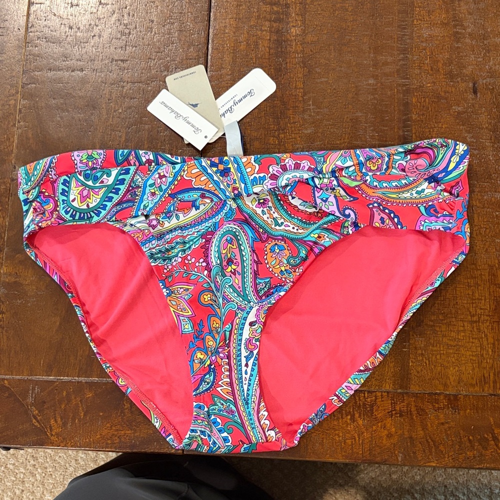 NWT Tommy Bahama Paisley Keys Coral Coast Bikini Bottoms size XL